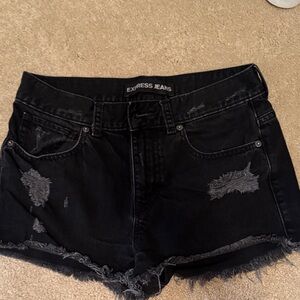 Express Black Distressed Jean Shorts